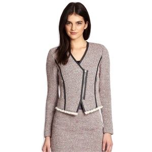 NEW REBECCA TAYLOR LEATHER TRIM TWEED JACKET